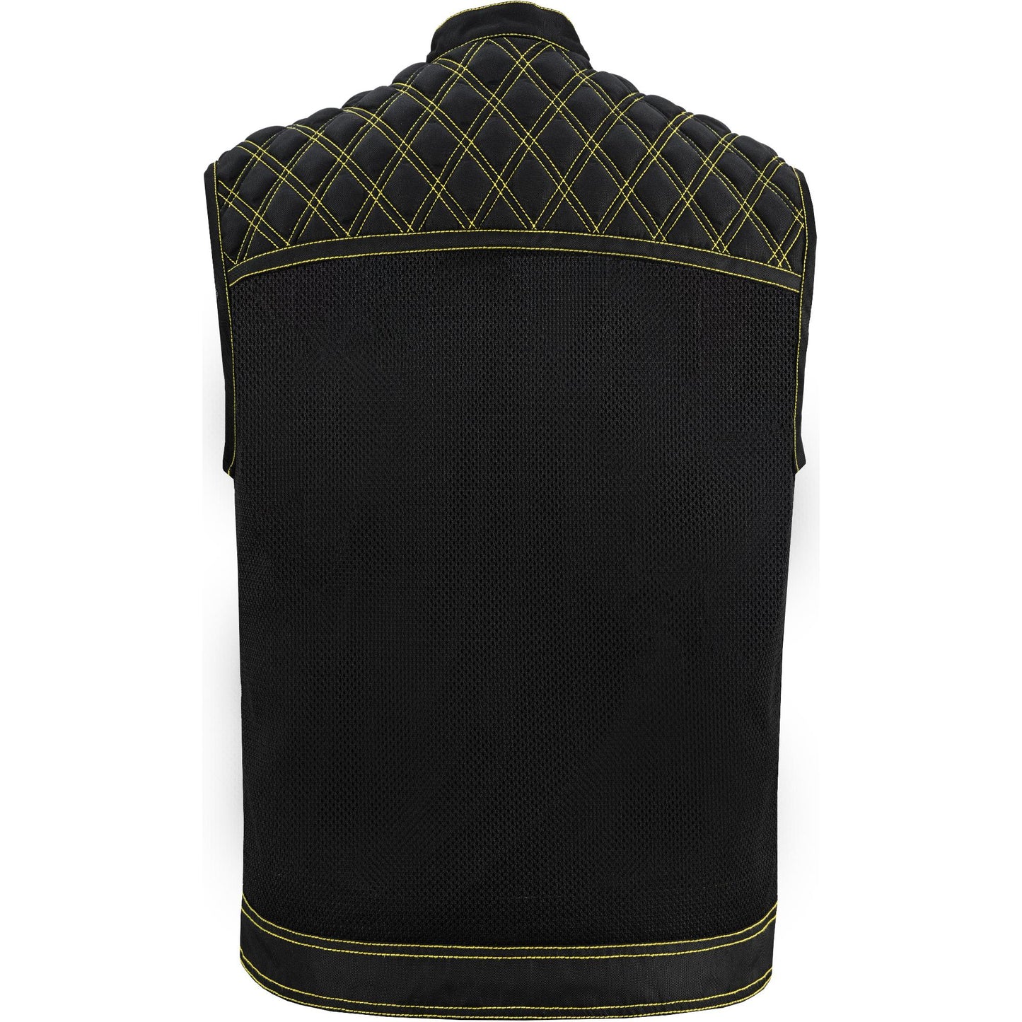 Nitro Rush Men’s Black Mesh Textile Vest with Yellow Diamond Stitch