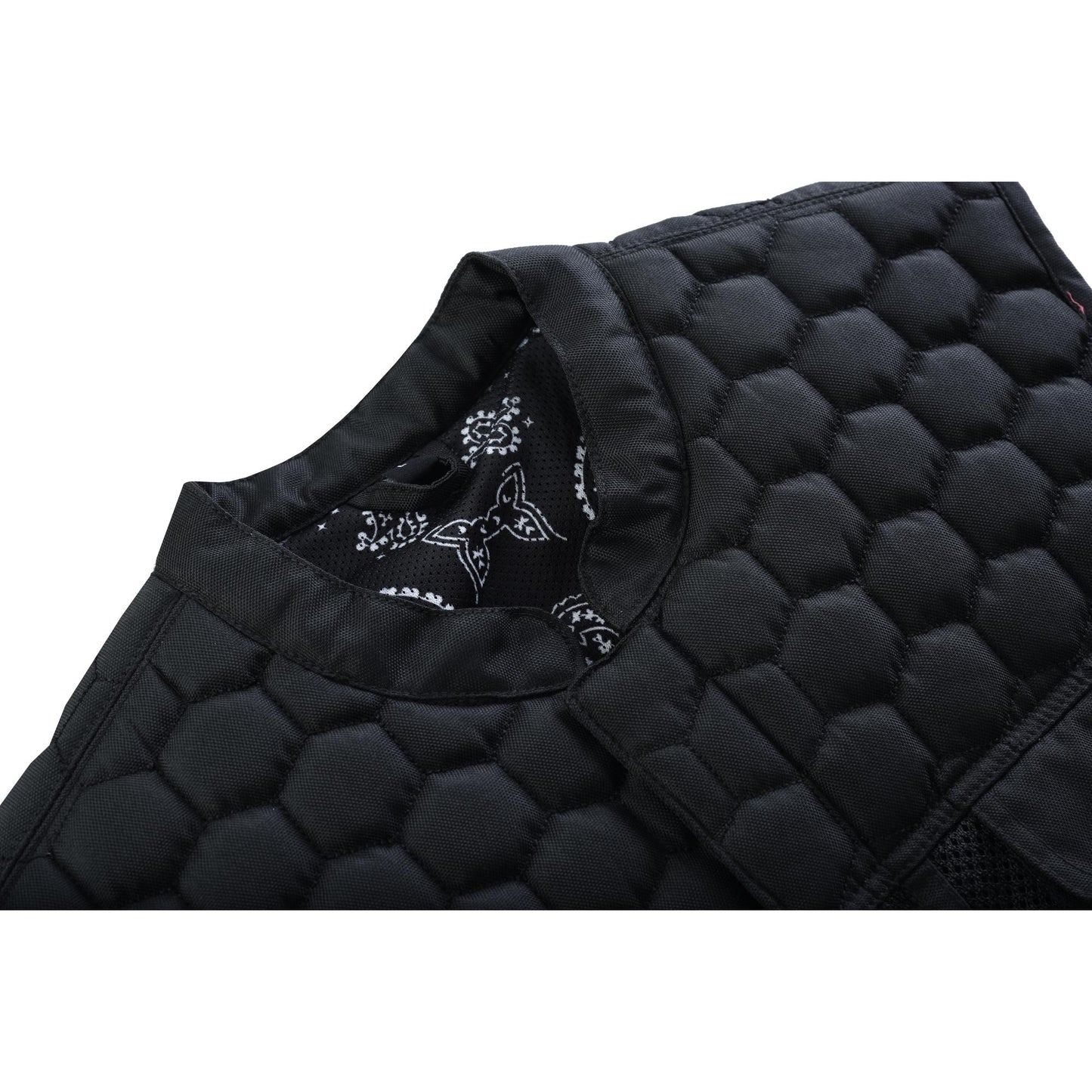 Mesh Rave Men’s Black Mesh Textile Vest with Black Paisley Liner