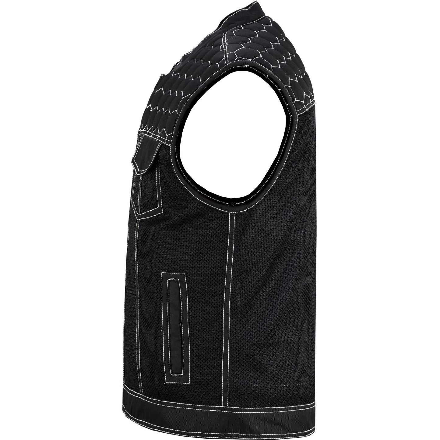 Dark Striker Men’s Black Mesh Textile Vest with White Paisley Liner