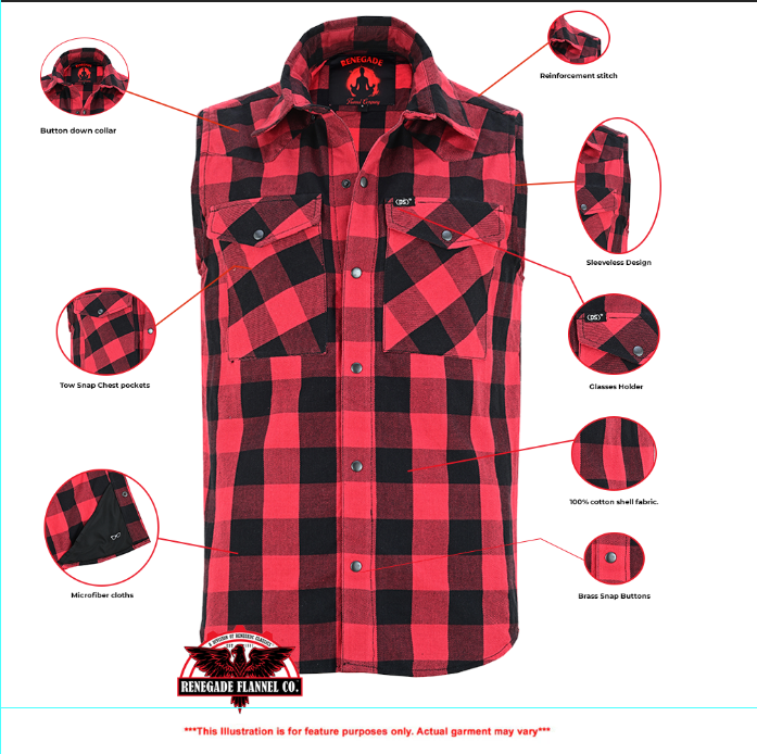 Red Styler Men’s Red and Black Sleeveless Flannel