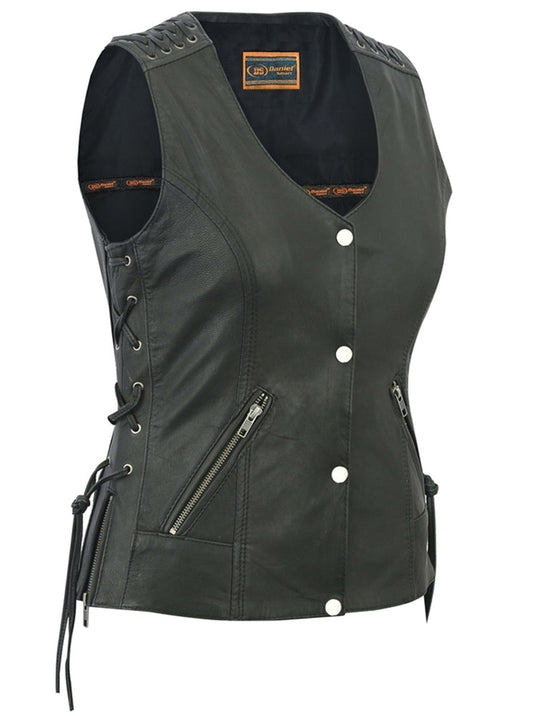 DS285 Women's Vest with Grommet and Lacing Accents