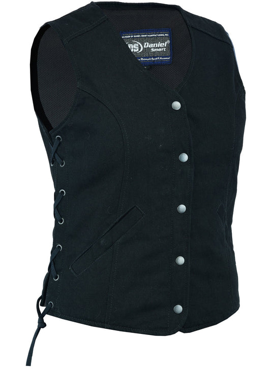 DM908  Women's Denim Longer Body &frac 34; Vest - Side Laces