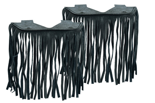 B1004 Black Leather Floor Boards with Fringe - Small