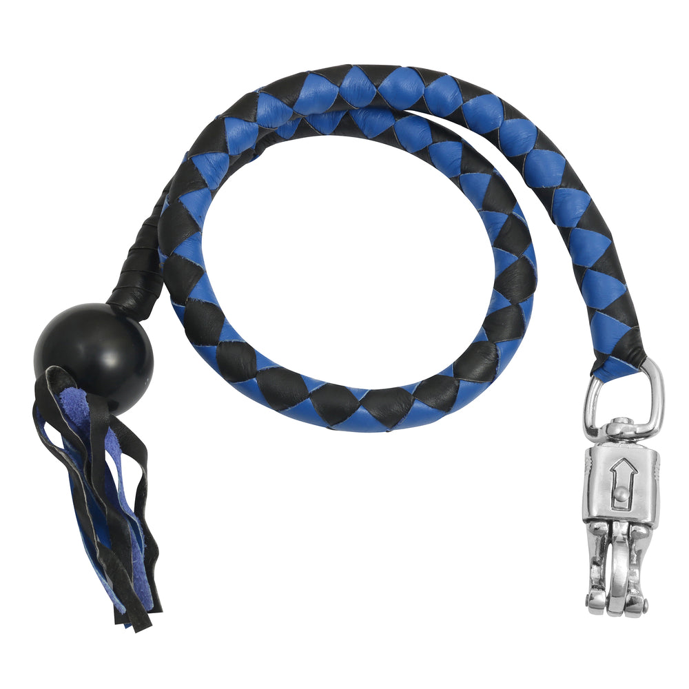 GBW210B Leather Biker Whip-Blue/Black W / Black Pool Ball