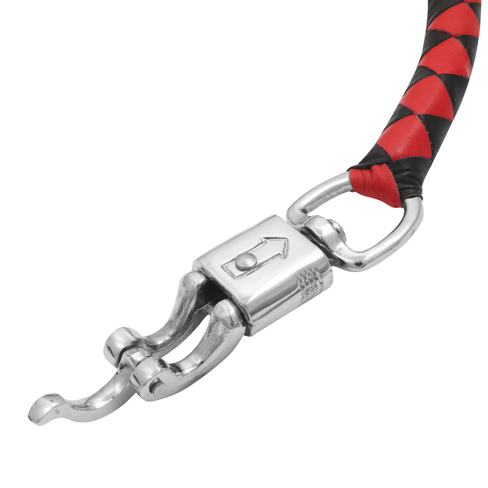 GBW211B Leather Biker Whip-Red/Black W / White Pool Ball