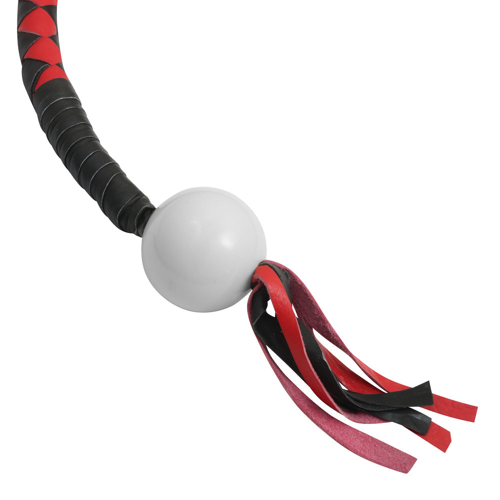 GBW211B Leather Biker Whip-Red/Black W / White Pool Ball