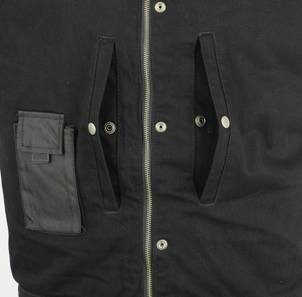 DM982 Men's Black Denim Single Back Panel Concealment Vest w/Rem