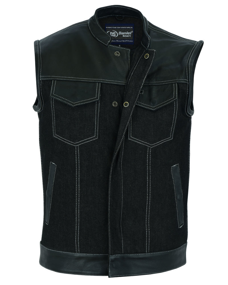 DM900 Men's Leather/Denim Combo Vest