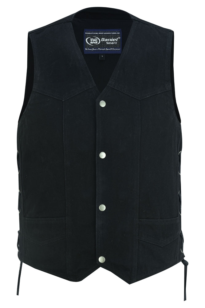 DM911 Men's Traditional Denim Vest with Side Laces