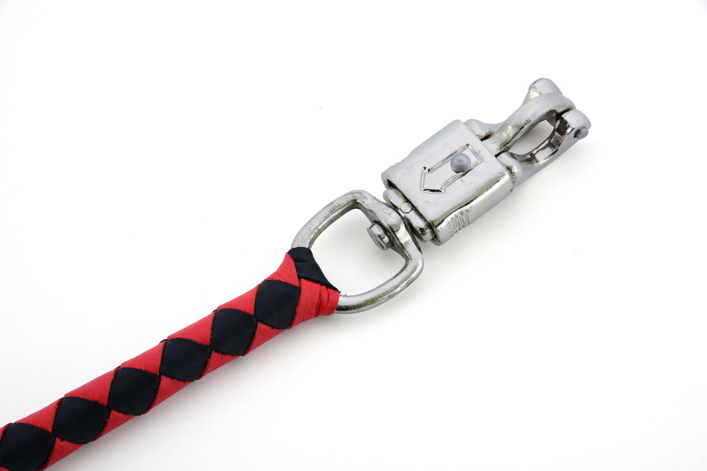 GBW203 Leather Biker Whip-Red/Black