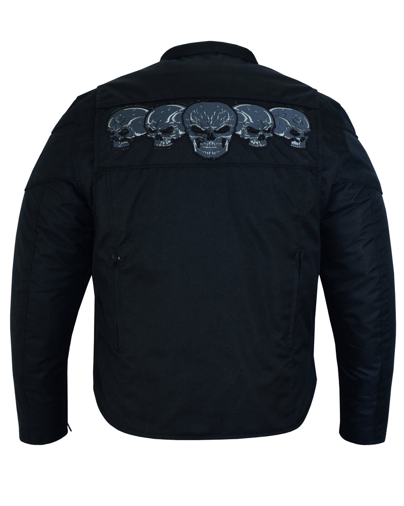 DS600 Men's Textile Scooter Style Jacket w/ Reflective Skulls