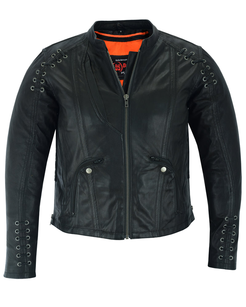 DS885 Women's Stylish Jacket with Grommet and Lacing Accents